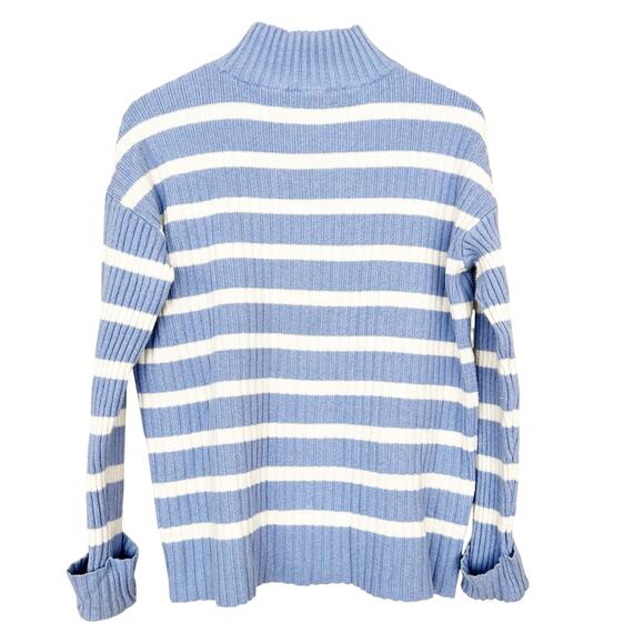 Loft Blue White Striped Ribbed Turtleneck Sweater Sz S - Picture 5 of 5
